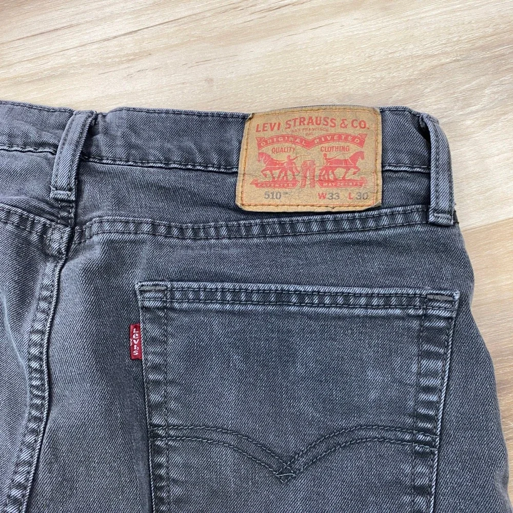 Levis 510 Skinny Jeans Mens 33x30 Streetwear Cotton Blend Slim Charcoal Gray